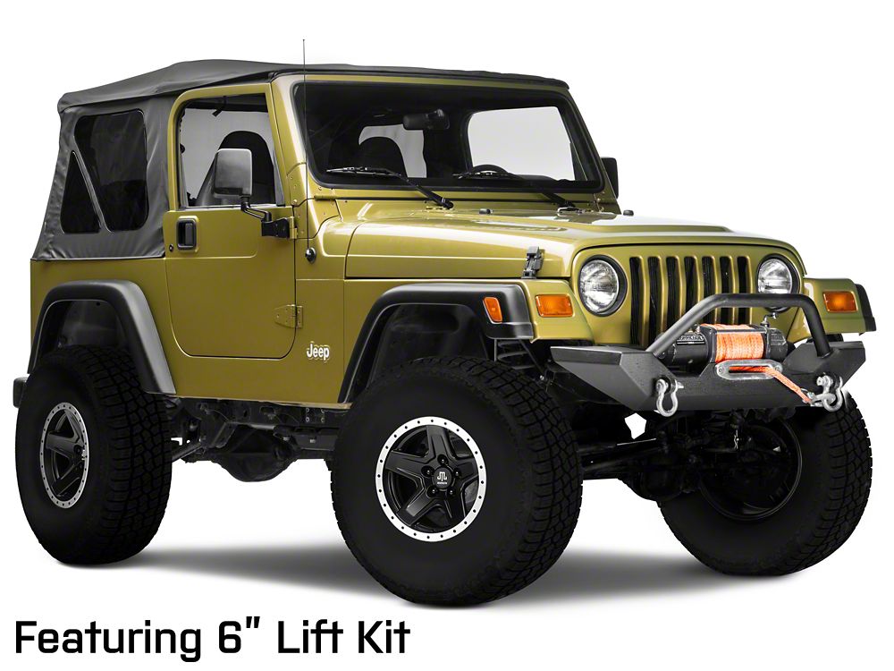 Mammoth Boulder Simulated Beadlock Style Black 15x8 Wheel and BF Goodrich All Terrain TA KO2 35x12.50R15 Tire Kit (87-06 Jeep Wrangler YJ & TJ)