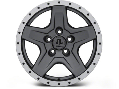 Mammoth Boulder Simulated Beadlock Style Charcoal 16x8 Wheel and BF Goodrich All Terrain TA KO2 305/70R16 Tire Kit (87-06 Jeep Wrangler YJ & TJ)