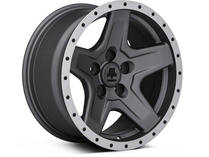 Mammoth Boulder Simulated Beadlock Style Charcoal 16x8 Wheel and BF Goodrich All Terrain TA KO2 305/70R16 Tire Kit (87-06 Jeep Wrangler YJ & TJ)
