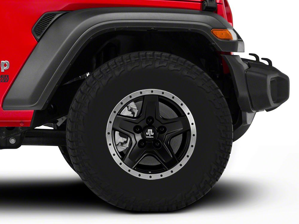 Mammoth Boulder Simulated Beadlock Style Black 16x8 Wheel and BF Goodrich All Terrain TA KO2 305/70R16 Tire Kit (07-18 Jeep Wrangler JK)