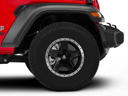Mammoth Boulder Simulated Beadlock Style Black 16x8 Wheel and BF Goodrich All Terrain TA KO2 305/70R16 Tire Kit (07-18 Jeep Wrangler JK)