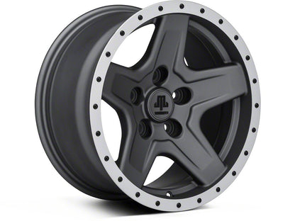 Mammoth Boulder Simulated Beadlock Style Charcoal 16x8 Wheel and BF Goodrich All Terrain TA KO2 305/70R16 Tire Kit (07-18 Jeep Wrangler JK)