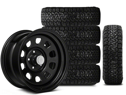 Mammoth D Window Black Steel 17x9 Wheel and BF Goodrich All Terrain TA KO2 315/70R17 Tire Kit (07-18 Jeep Wrangler JK)