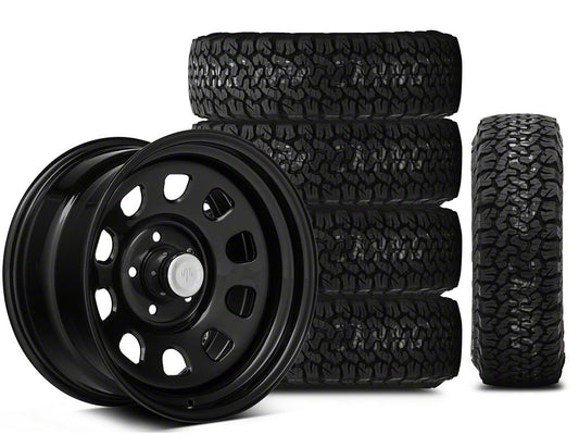 Mammoth D Window Black Steel 17x9 Wheel and BF Goodrich All Terrain TA KO2 315/70R17 Tire Kit (07-18 Jeep Wrangler JK)