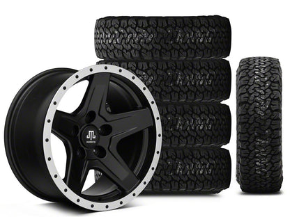Mammoth Boulder Simulated Beadlock Style Black 17x9 Wheel and BF Goodrich All Terrain TA KO2 315/70R17 Tire Kit (07-18 Jeep Wrangler JK)