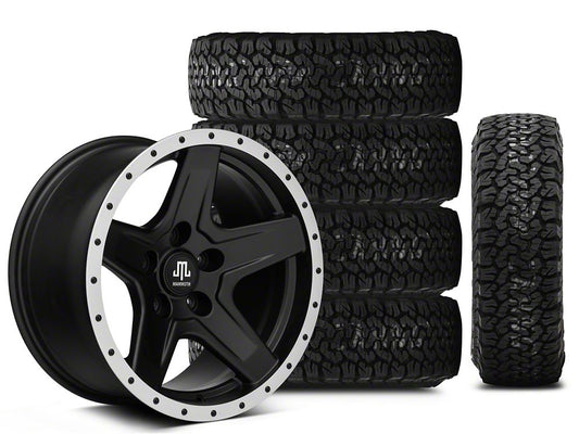 Mammoth Boulder Simulated Beadlock Style Black 17x9 Wheel and BF Goodrich All Terrain TA KO2 315/70R17 Tire Kit (07-18 Jeep Wrangler JK)