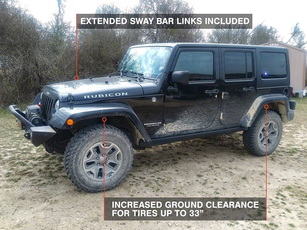 Mammoth 2-Inch Front / 1-Inch Rear Leveling Kit with End Links (07-18 Jeep Wrangler JK)