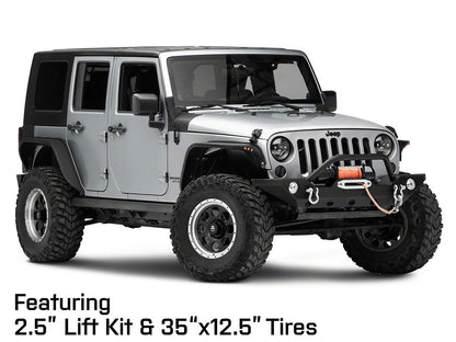 Mammoth 8 Aluminum Simulated Beadlock Black Wheel; 17x9; -6mm Offset (07-18 Jeep Wrangler JK)