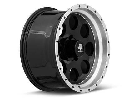 Mammoth 8 Aluminum Simulated Beadlock Black Wheel; 17x9; -6mm Offset (07-18 Jeep Wrangler JK)