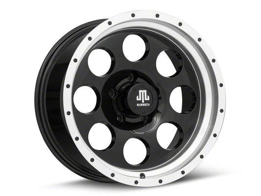 Mammoth 8 Aluminum Simulated Beadlock Black Wheel; 17x9; -6mm Offset (18-25 Jeep Wrangler JL)