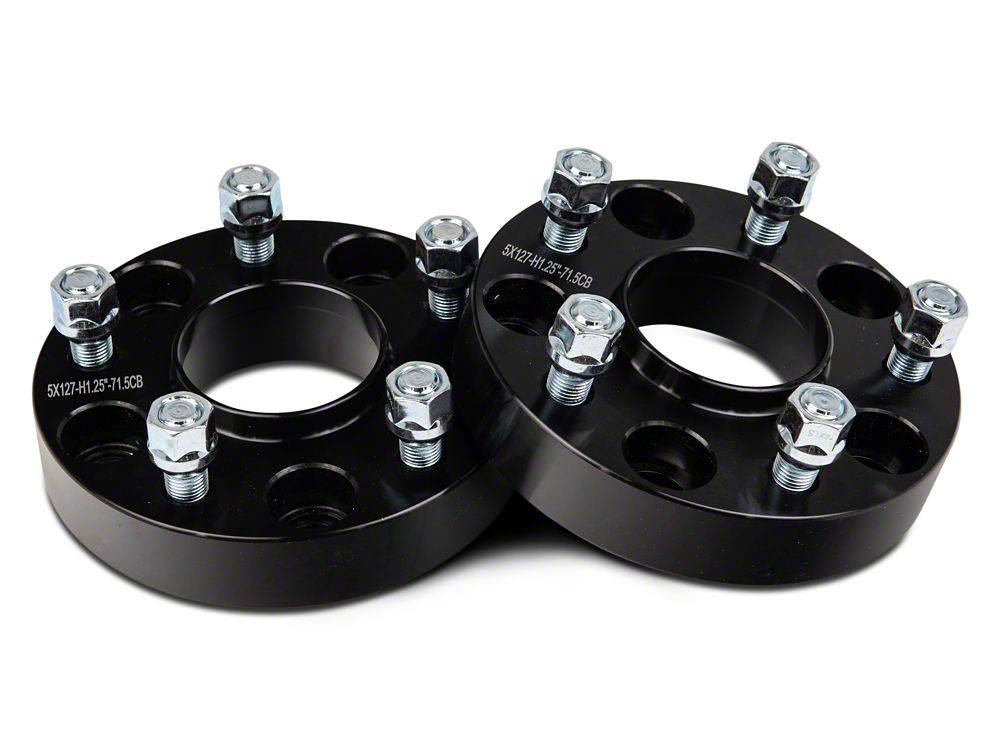 Mammoth 1.25-Inch Billet Wheel Spacer Adapters; Black; 5x4.5 to 5x5 (87-06 Jeep Wrangler YJ & TJ)