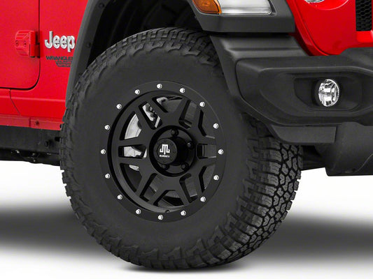 Mammoth Split 6 Simulated Beadlock Matte Black Wheel; 17x9; -6mm Offset (18-25 Jeep Wrangler JL)