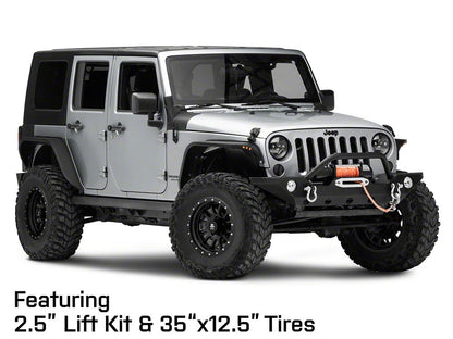 Mammoth 12 Hole Simulated Simulated Beadlock Matte Black Wheel; 17x9; -6mm Offset (07-18 Jeep Wrangler JK)