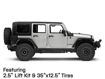 Mammoth 12 Hole Simulated Simulated Beadlock Matte Black Wheel; 17x9; -6mm Offset (07-18 Jeep Wrangler JK)