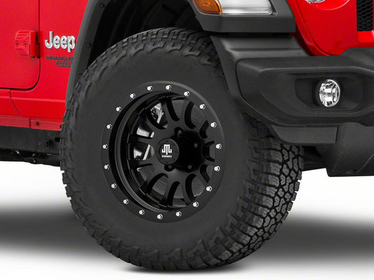 Mammoth 12 Hole Simulated Simulated Beadlock Matte Black Wheel; 17x9; -6mm Offset (18-25 Jeep Wrangler JL)