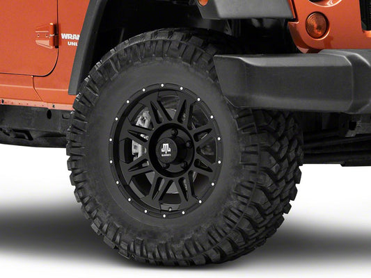 Mammoth Split 8 Simulated Beadlock Matte Black Wheel; 17x8; -6mm Offset (07-18 Jeep Wrangler JK)