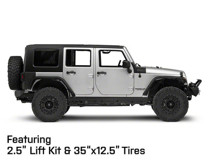 Mammoth Split 8 Simulated Beadlock Matte Black Wheel; 17x8; -6mm Offset (07-18 Jeep Wrangler JK)