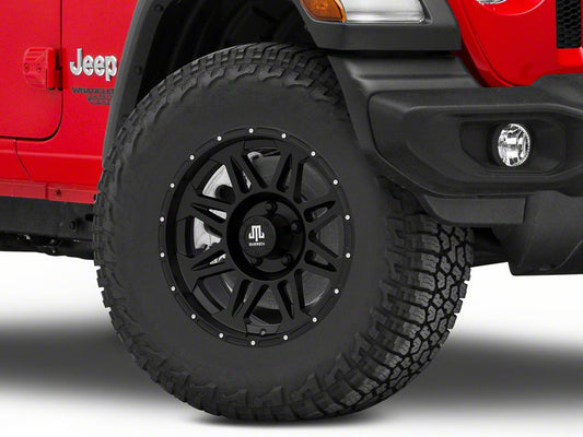 Mammoth Split 8 Simulated Beadlock Matte Black Wheel; 17x8; -6mm Offset (18-25 Jeep Wrangler JL)