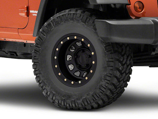 Mammoth D-Window Simulated Beadlock Matte Black Wheel; 15x10; -44mm Offset (07-18 Jeep Wrangler JK)