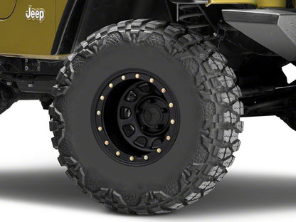 Mammoth D-Window Simulated Beadlock Matte Black Wheel; 15x10; -44mm Offset (97-06 Jeep Wrangler TJ)
