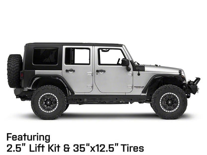 Mammoth Split 16 Beadlock Satin Black with Polished Lip Wheel; 17x9; -6mm Offset (07-18 Jeep Wrangler JK)