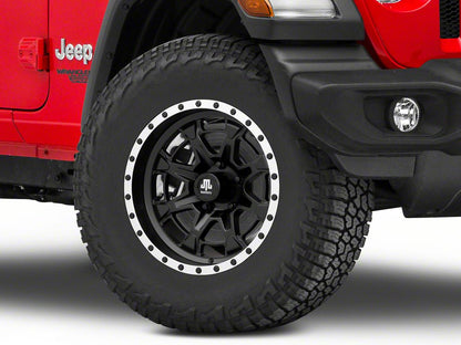 Mammoth Split 16 Beadlock Satin Black with Polished Lip Wheel; 17x9; -6mm Offset (18-25 Jeep Wrangler JL)
