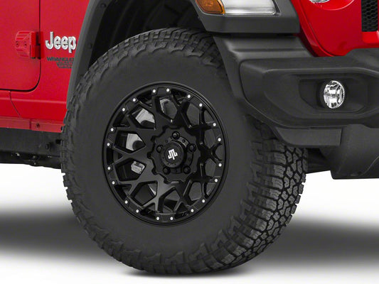 Mammoth Vex Satin Black Machined Wheel; 17x9; -6mm Offset (18-25 Jeep Wrangler JL)