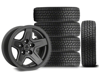 15x8 Mammoth Boulder Wheel & 31in Milestar All-Terrain Patagonia AT/R Tire Package; Set of 5 (97-06 Jeep Wrangler TJ)