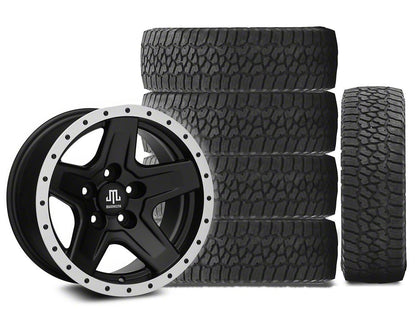 15x8 Mammoth Boulder Beadlock Style Wheel & 33in Falken All-Terrain Wildpeak A/T3W Tire Package; Set of 5 (97-06 Jeep Wrangler TJ)