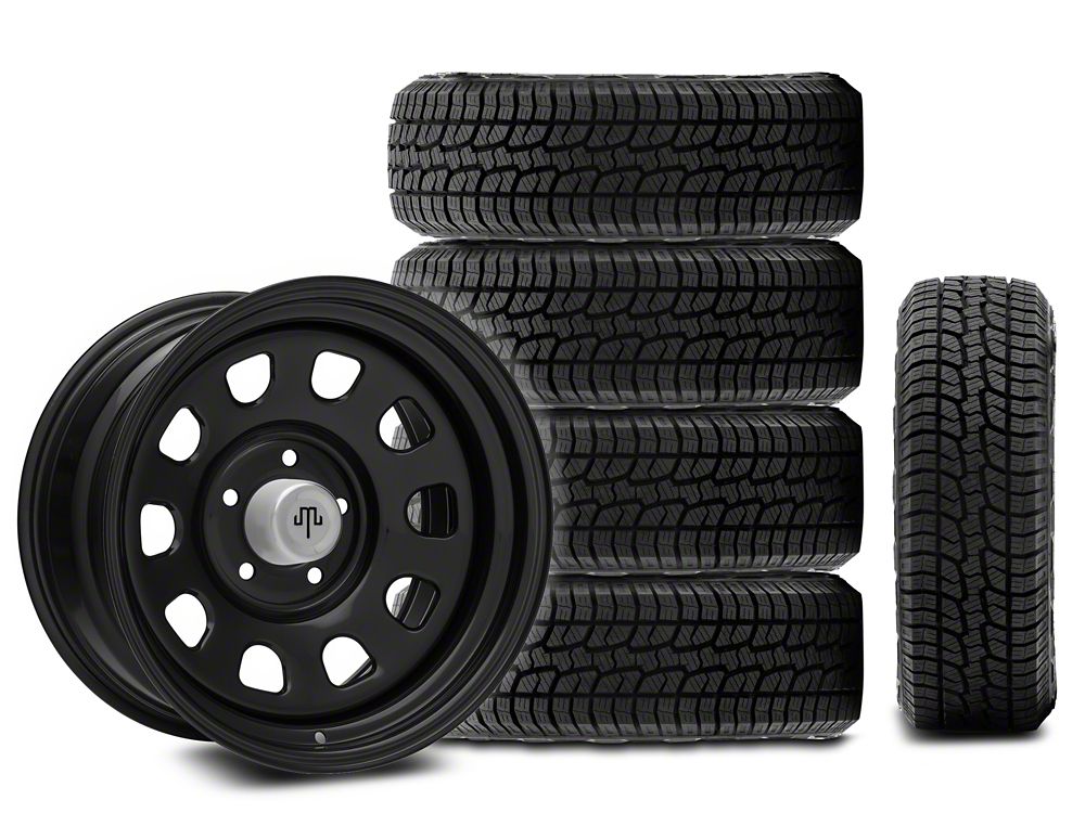 17x9 Mammoth D Window Wheel & 35in West Lake All-Terrain SL369 Tire Package; Set of 5 (07-18 Jeep Wrangler JK)