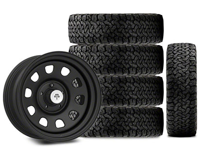 17x9 Mammoth D Window Wheel & 33in BF Goodrich All-Terrain T/A KO Tire Package; Set of 5 (07-18 Jeep Wrangler JK)