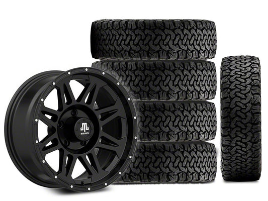 17x8 Mammoth Split 8 Wheel & 33in BF Goodrich All-Terrain T/A KO Tire Package; Set of 5 (07-18 Jeep Wrangler JK)