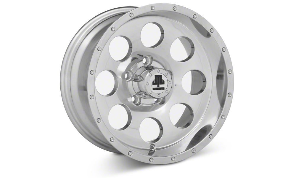 Mammoth 8 Simulated Beadlock Style Polished 15x8 Wheel and Mickey Thompson Baja MTZ 33X12.50R15 Tire Kit (87-06 Jeep Wrangler YJ & TJ)