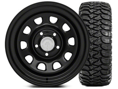 Mammoth D Window Steel 15x8 Wheel and Mickey Thompson Baja MTZ 33X12.50R15 Tire Kit (87-06 Jeep Wrangler YJ & TJ)
