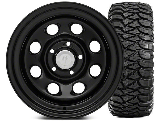 Mammoth 8 Steel 15x10 Wheel and Mickey Thompson Baja MTZ 33X12.50R15 Tire Kit (87-06 Jeep Wrangler YJ & TJ)