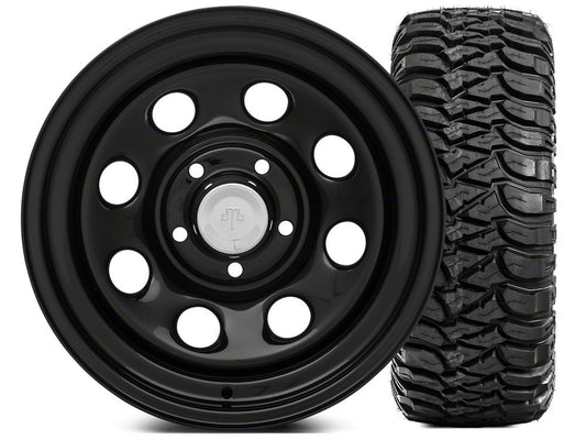 Mammoth 8 Steel 15x8 Wheel and Mickey Thompson Baja MTZP3 33X12.50R15 Tire Kit (87-06 Jeep Wrangler YJ & TJ)