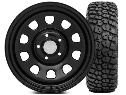 Mammoth D Window Steel 17x9 Wheel and BF Goodrich KM2 Tire Kit 35x12.50 R17 Tire Kit (07-18 Jeep Wrangler JK)