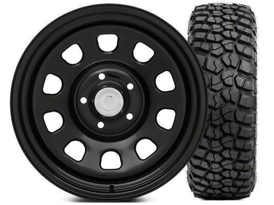 Mammoth D Window Steel 17x9 Wheel and BF Goodrich KM2 Tire Kit 35x12.50 R17 Tire Kit (07-18 Jeep Wrangler JK)