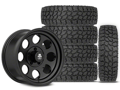 17x9 Mammoth 8 Aluminum & 35in Mudclaw Mud-Terrain Comp MTX Tire Package; Set of 5 (07-18 Jeep Wrangler JK)