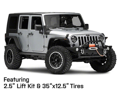 Mammoth Split 16 Beadlock Satin Black with Polished Lip Wheel; 18x9; -6mm Offset (07-18 Jeep Wrangler JK)