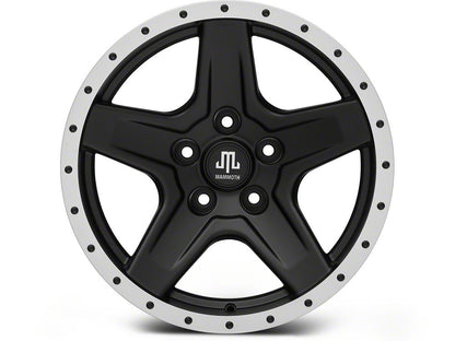 Mammoth Boulder Simulated Beadlock Style Black Wheel; 17x9; -6mm Offset (20-25 Jeep Gladiator JT)