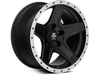 Mammoth Boulder Simulated Beadlock Style Black Wheel; 17x9; -6mm Offset (20-25 Jeep Gladiator JT)
