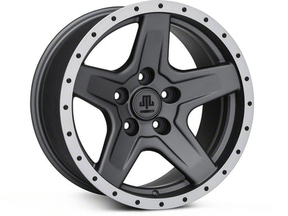 Mammoth Boulder Simulated Beadlock Style Charcoal Wheel; 17x9; -6mm Offset (20-25 Jeep Gladiator JT)