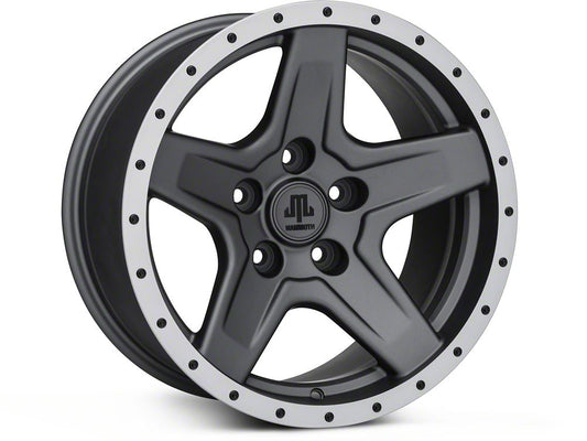 Mammoth Boulder Simulated Beadlock Style Charcoal Wheel; 17x9; -6mm Offset (20-25 Jeep Gladiator JT)