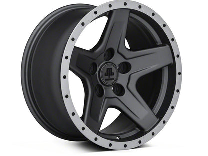 Mammoth Boulder Simulated Beadlock Style Charcoal Wheel; 17x9; -6mm Offset (20-25 Jeep Gladiator JT)