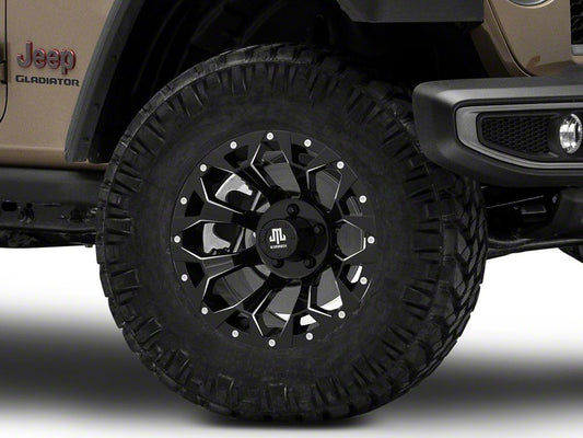 Mammoth Dark Star Gloss Black Machined Wheel; 17x9; -6mm Offset (20-25 Jeep Gladiator JT)