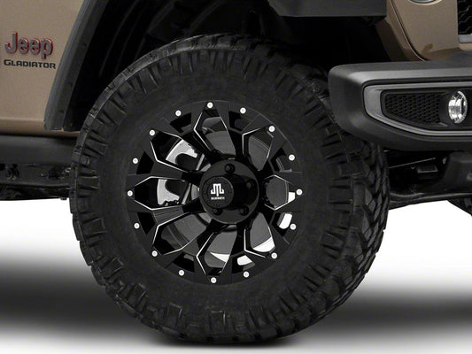 Mammoth Dark Star Gloss Black Machined Wheel; 18x9; -6mm Offset (20-25 Jeep Gladiator JT)
