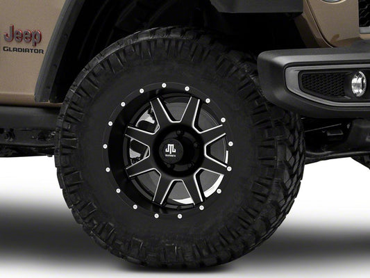 Mammoth 8 Spoke Simulated Beadlock Matte Black Machined Wheel; 17x9; -6mm Offset (20-25 Jeep Gladiator JT)