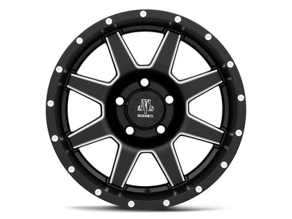 Mammoth 8 Spoke Simulated Beadlock Matte Black Machined Wheel; 17x9; -6mm Offset (20-25 Jeep Gladiator JT)