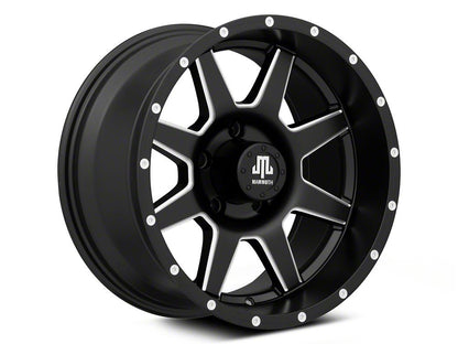 Mammoth 8 Spoke Simulated Beadlock Matte Black Machined Wheel; 17x9; -6mm Offset (20-25 Jeep Gladiator JT)